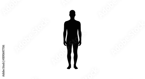Silhouette of a standing human figure against a white background.
