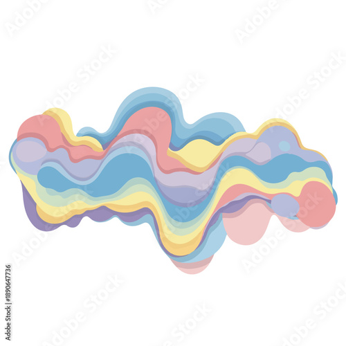 Colorful abstract wavy layered design element.