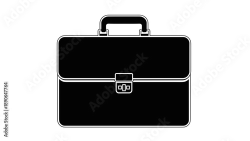 Classic Black Briefcase with Metal Clasp and Handle.