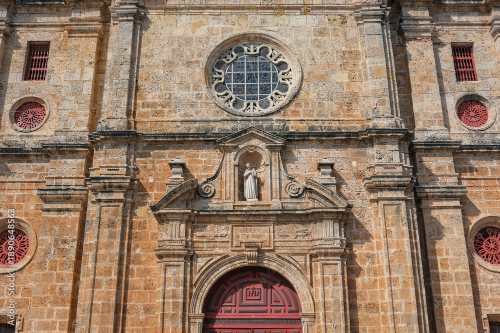 Obraz premium Cartagena de Indias, Colombia - January 20, 2026: Church of San Pedro Claver in Cartagena de Indias, Colombia.