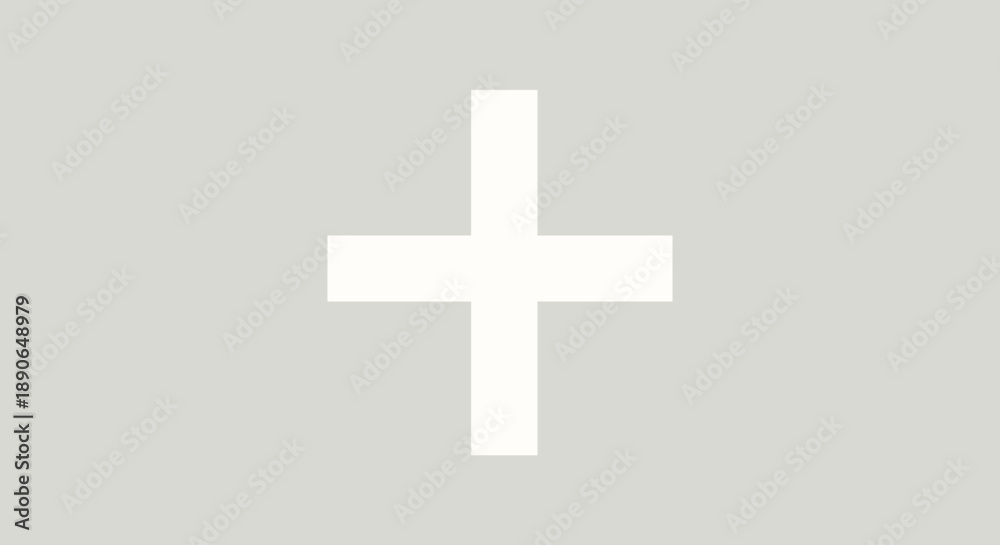 Obraz premium White Cross Symbol on a Light Gray Background.