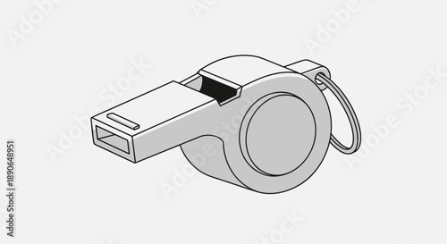 Illustration of a classic sports referee whistle with lanyard.