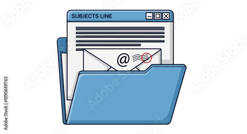 Email Inbox Folder with Message and Pen.