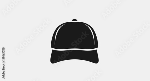 Simple Black Baseball Cap Icon Graphic Design.
