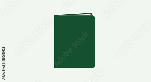 A simple dark green closed book standing upright.