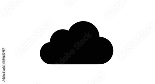 Simple Black Cloud Icon on White Background.
