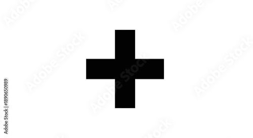A Simple Black Plus Sign Symbol on a White Background.
