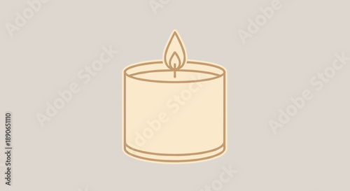 Simple illustration of a lit candle in a holder.