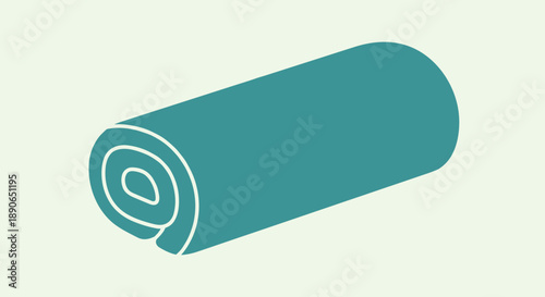 Teal Rolled Yoga Mat Isolated on Light Background.