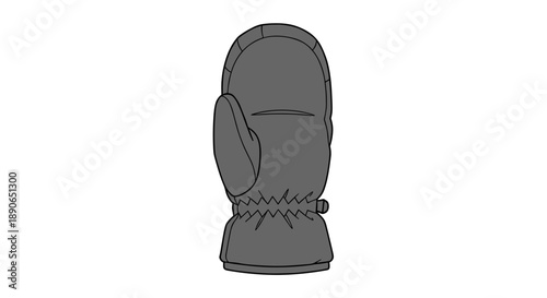 Simple Gray Mitten Isolated on White Background.