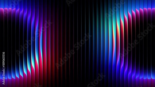 Circles move toward each other and fuse into one glowing core bending through ribbed glass. Circles slowly converge and blend into one radiant shape for creative abstract visuals. Seamless loop. 4K