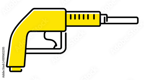 Illustration of a fuel dispensing nozzle with a yellow and black color scheme