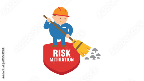 Risk Mitigation Concept: Worker Sweeping Away Problems on a Shield
