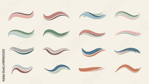 Collection of various colorful abstract brush strokes and paint swashes.