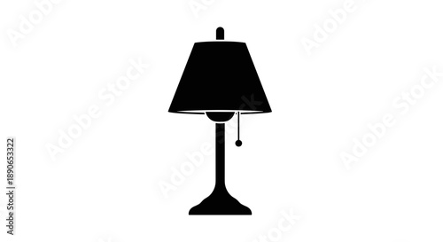 Silhouette of a classic table lamp with a pull chain.