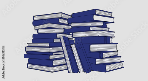 Stack of Blue Books on a Plain Background 1.