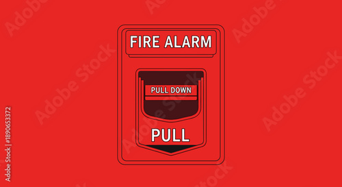 Red Fire Alarm Pull Station Emergency Device.