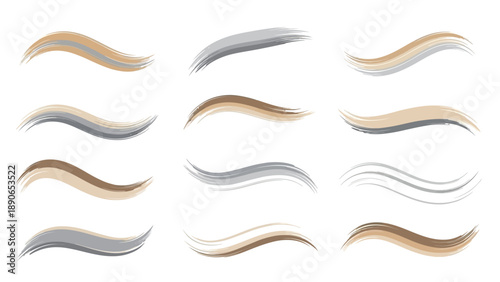 Set of realistic hair strands in various shades and styles.