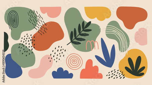 Abstract Organic Shapes and Botanical Elements Collection.