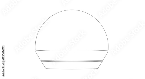 Simple Line Drawing of a Burger Bun.