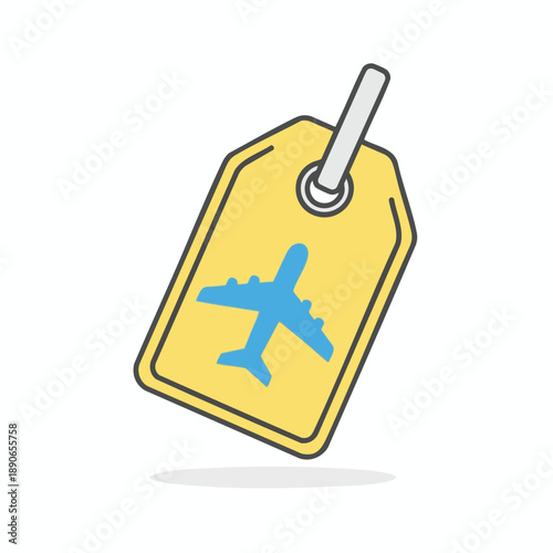 Travel Tag with Airplane Icon for Vacation or Business Trip Identification