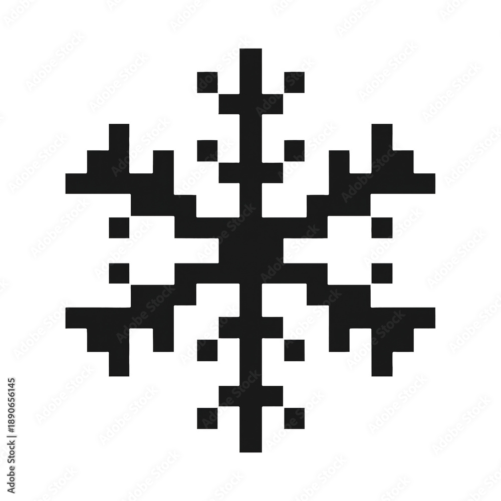 Obraz premium PNG Pixelated black snowflake design.