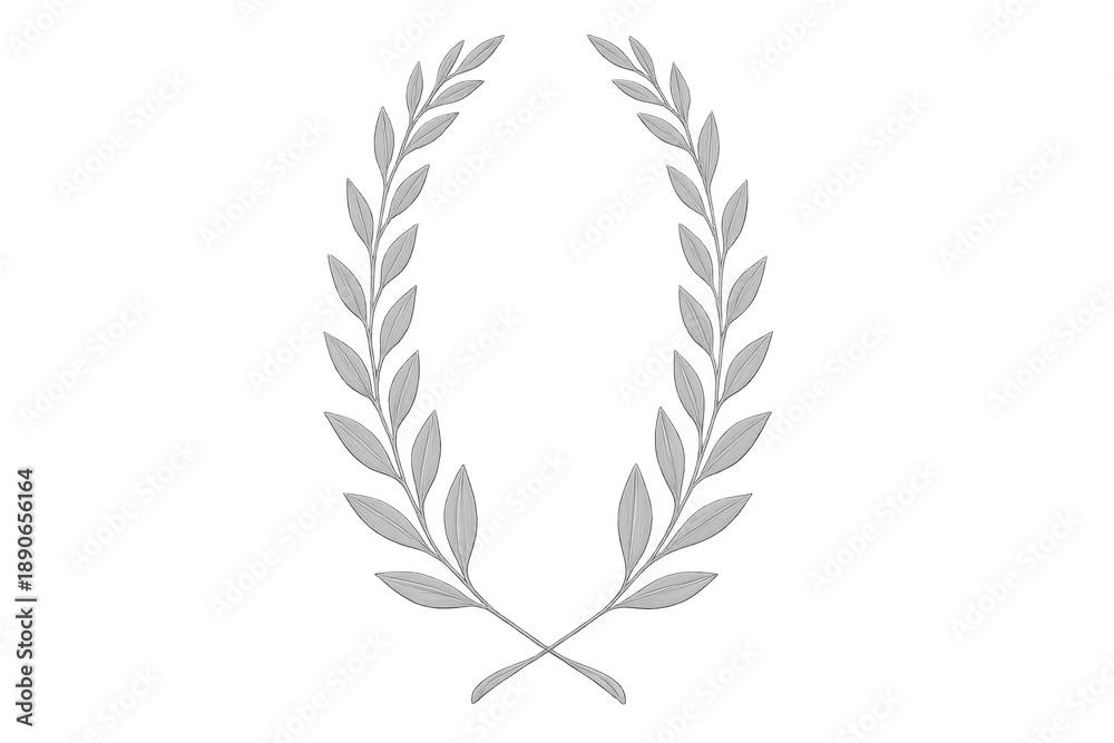Fototapeta premium Silver laurel wreath for victory achievement and honor