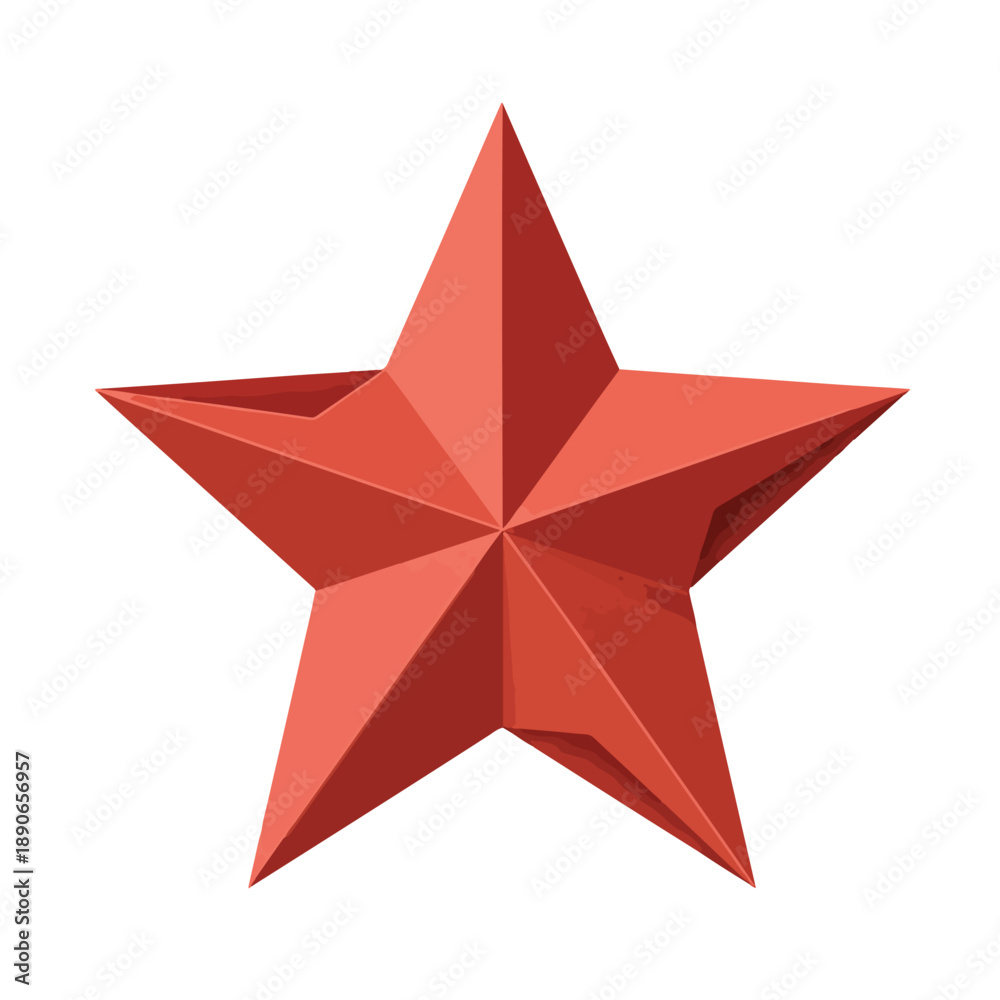 Obraz premium Red 3D Star Icon Symbol Shape.