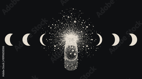 Moon phases and crystal ball astrology mystical background