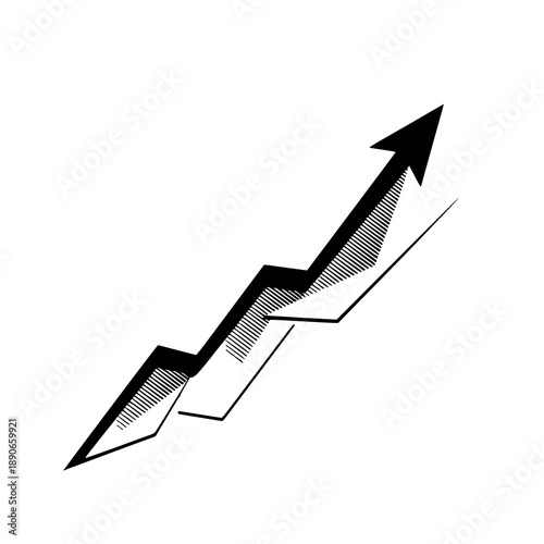 Business growth arrow graphic with upward trend, signifying progress and success in finance and economics