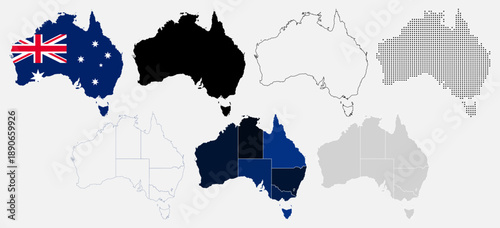 Collection of Australia Map Oceania Country