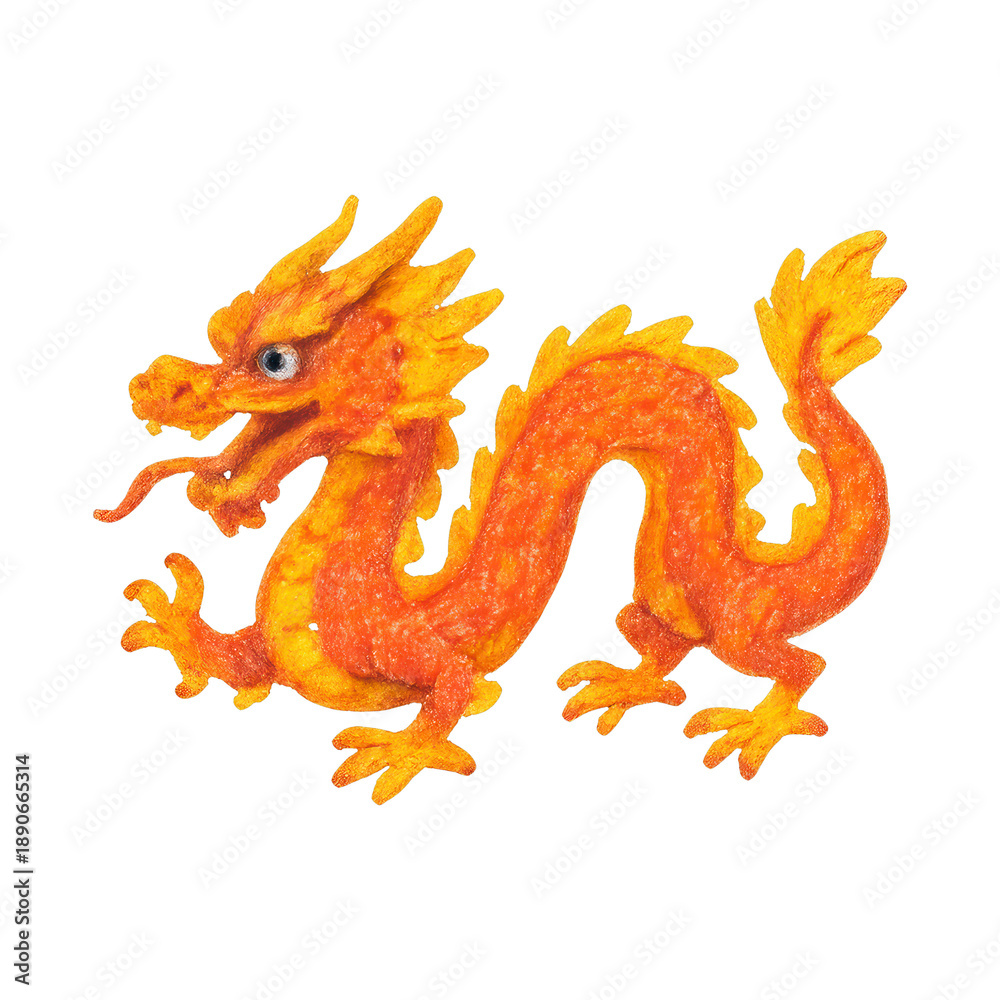 Fototapeta premium PNG Vibrant traditional Chinese dragon illustration.