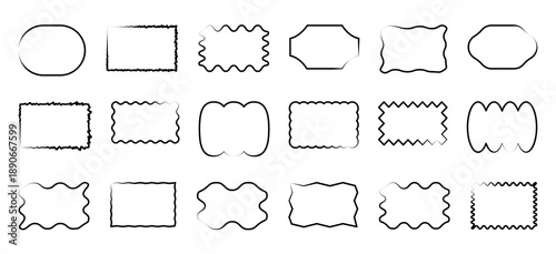 Set of monochrome black wavy speech bubbles. Mixed chat contours and message forms for comic panels, dialogue graphics and conversation layouts. Bold bubble silhouettes vector illustration.