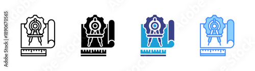 Drafting icon set multiple style collection