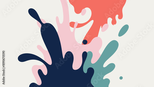 Abstract Colorful Paint Splashes and Drops Creating Dynamic Artistic Composition.