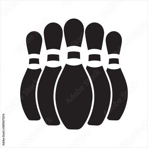 Bowling Pins Icon – Silhouette Vector of Classic Bowling Pin Set in Flat Design