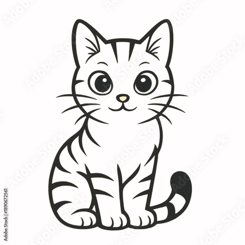 Cat Line art || cat character line art || cat black and white 