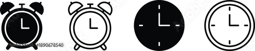 Set of alarm clock and wall clock icons for time management scheduling and morning wake up symbols vector