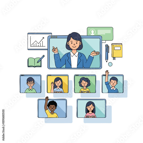 Team Collaboration Online Meeting Illustration