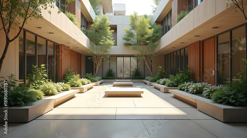 Modern Courtyard House with Natural Light and Greenery
