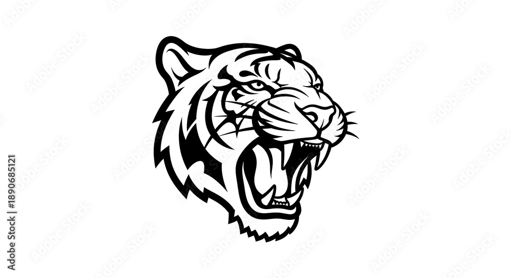 Obraz premium Roaring Tiger Head - A Bold and Striking Vector Illustration.