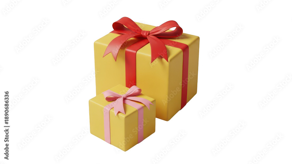 Obraz premium Two gift boxes with red ribbons