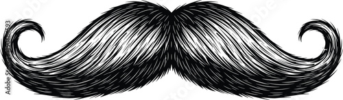 Classic handlebar mustache with thick textured hair isolated on white background vintage barber grooming hipster vector illustration design