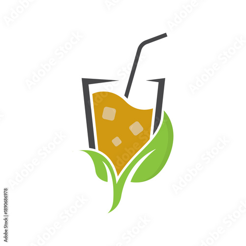 ice tea logo, fersh ice tea vector icon illustration