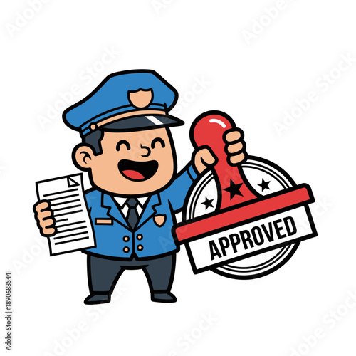 Police Officer Approving Document