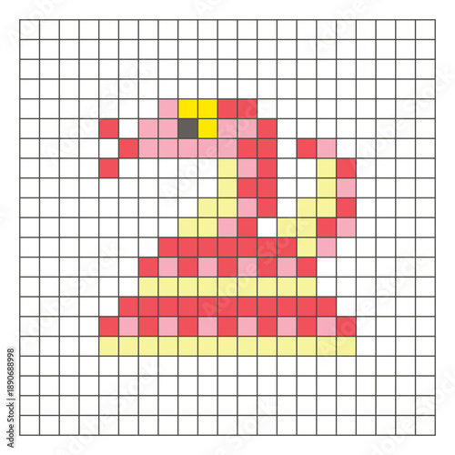 A flat pixel design made of geometric square color blocks on a clean grid layout. Pixel art python