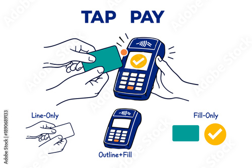 Contactless payment illustration with card and payment terminal