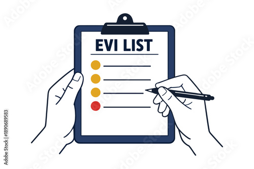 Checklist in hands with priority colored dots on clipboard