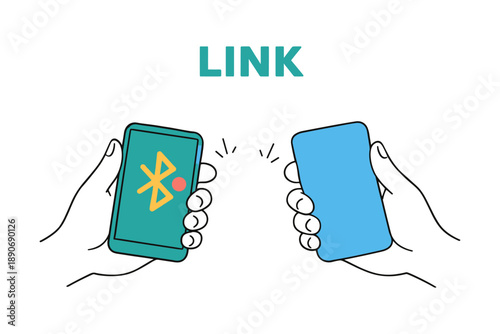 Hands sharing files via bluetooth on smartphones