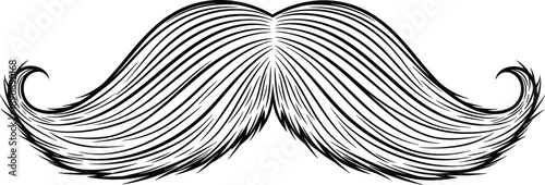 Vintage handlebar mustache silhouette vector illustration retro barber style grooming symbol isolated black decorative facial hair design element